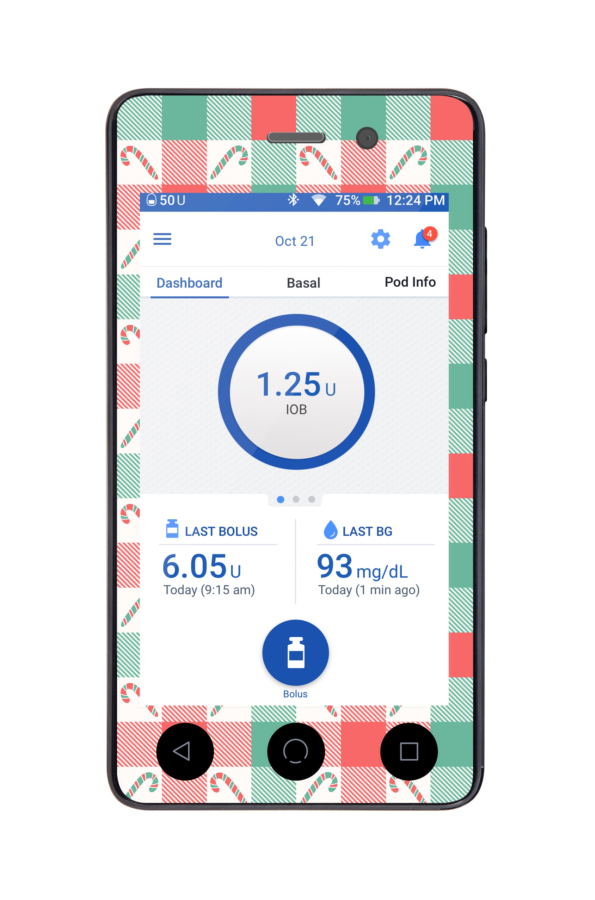 Peppermint Plaid Sticker for Omnipod DASH® PDM – Pump Peelz