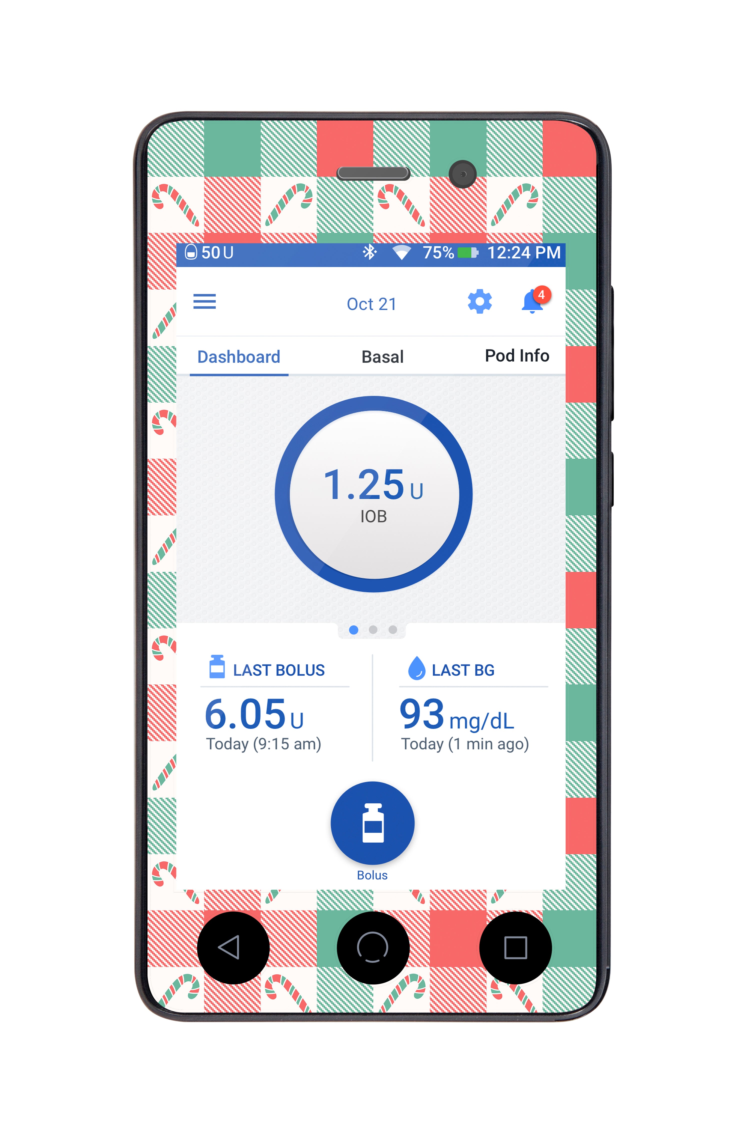 Peppermint Plaid Sticker for Omnipod DASH® PDM – Pump Peelz