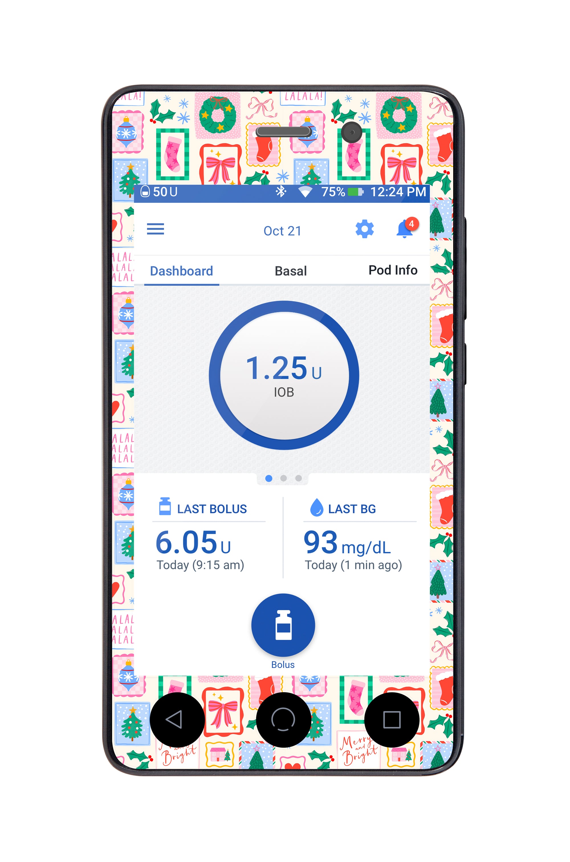 Holiday Greetings Sticker for Omnipod DASH® PDM – Pump Peelz