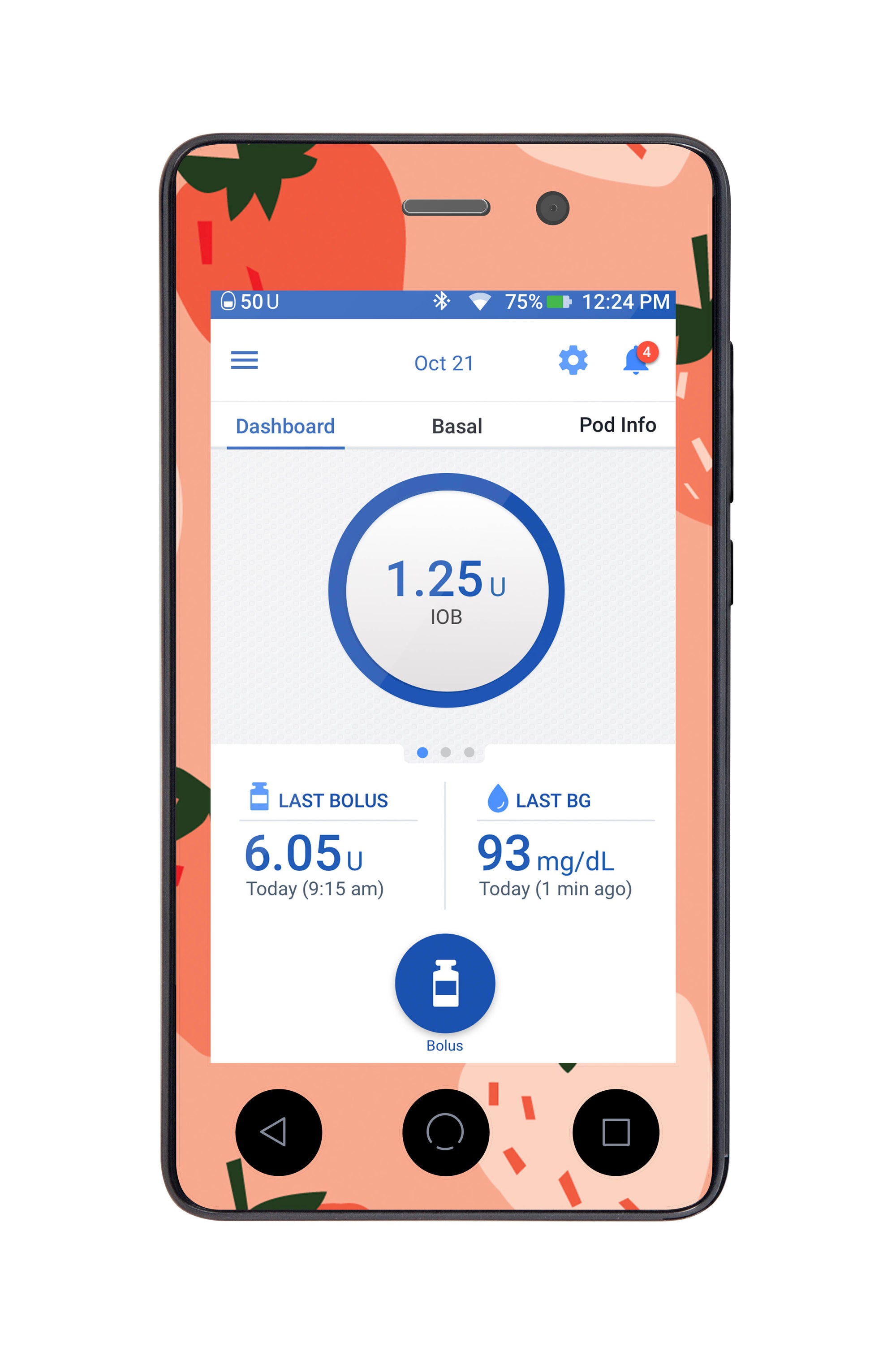 Strawberry Sweet Sticker for Omnipod DASH® PDM – Pump Peelz