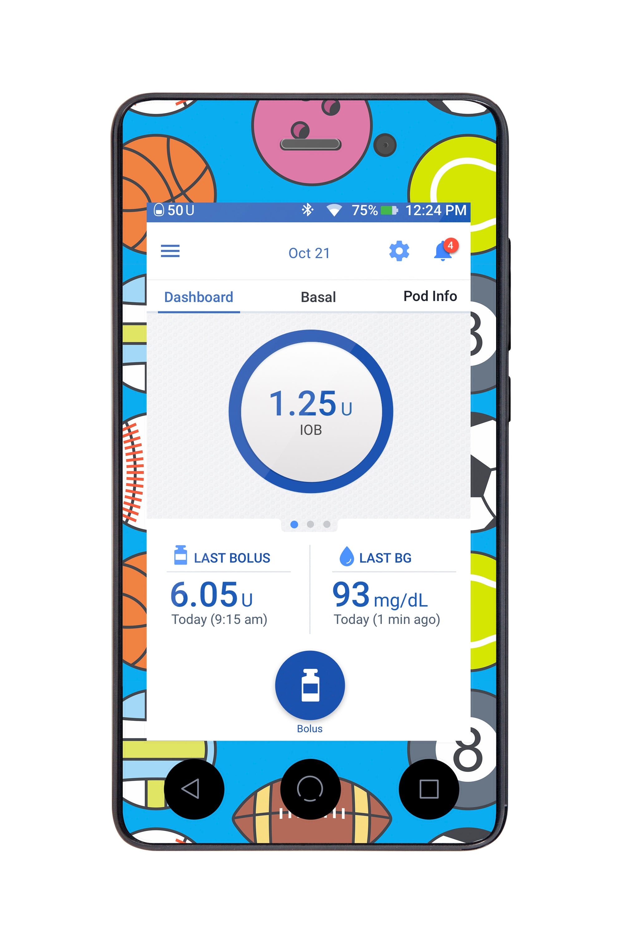 All Star Toss Sticker for Omnipod DASH® PDM – Pump Peelz