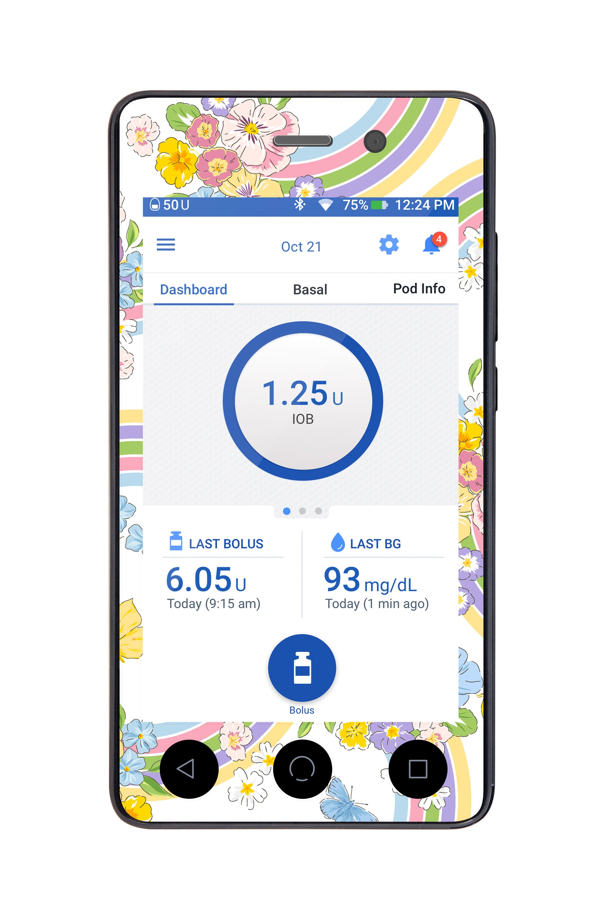 Rainbow Blooms Sticker for Omnipod DASH ® PDM – Pump Peelz