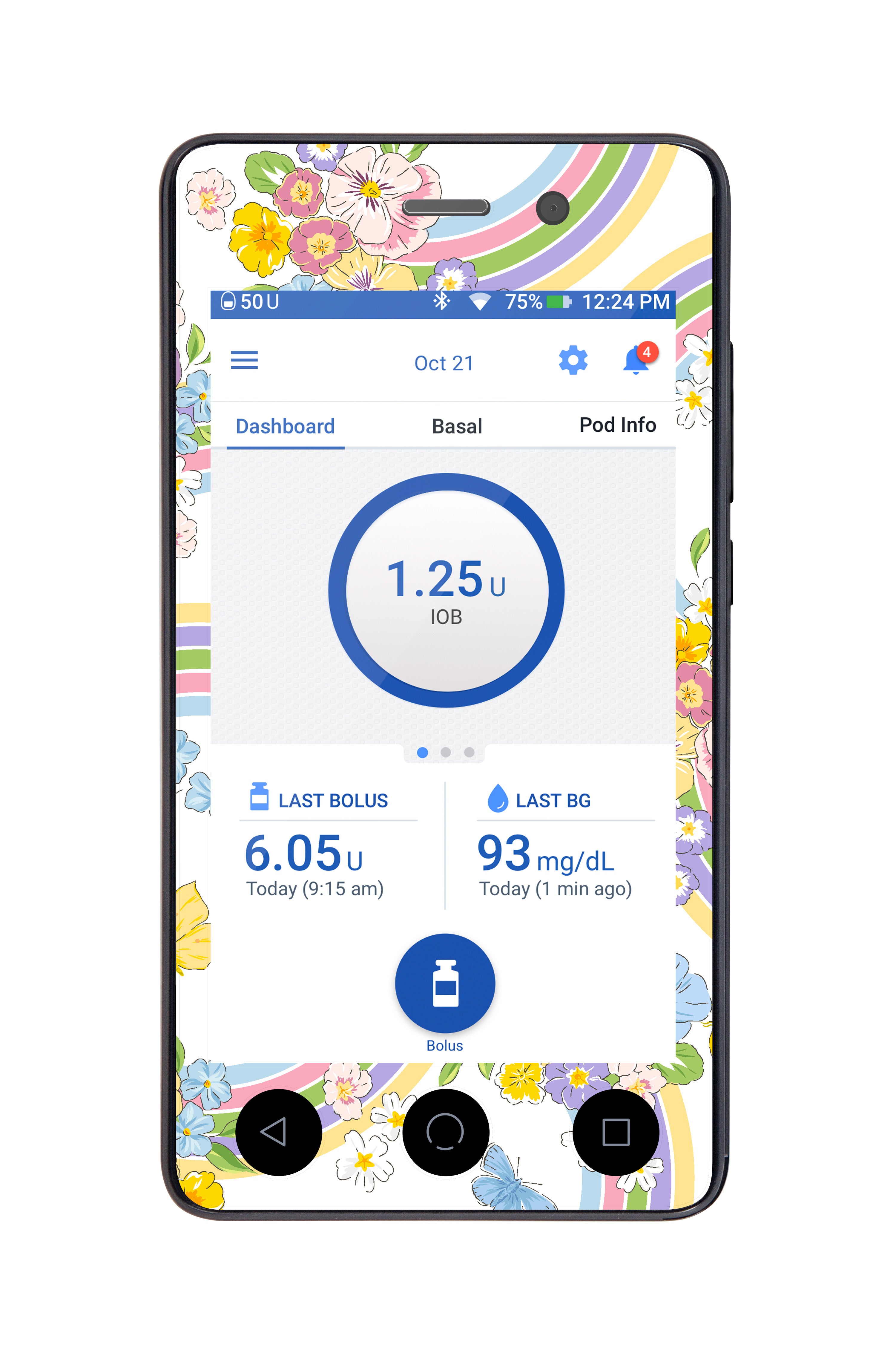 Rainbow Blooms Sticker for Omnipod DASH ® PDM – Pump Peelz