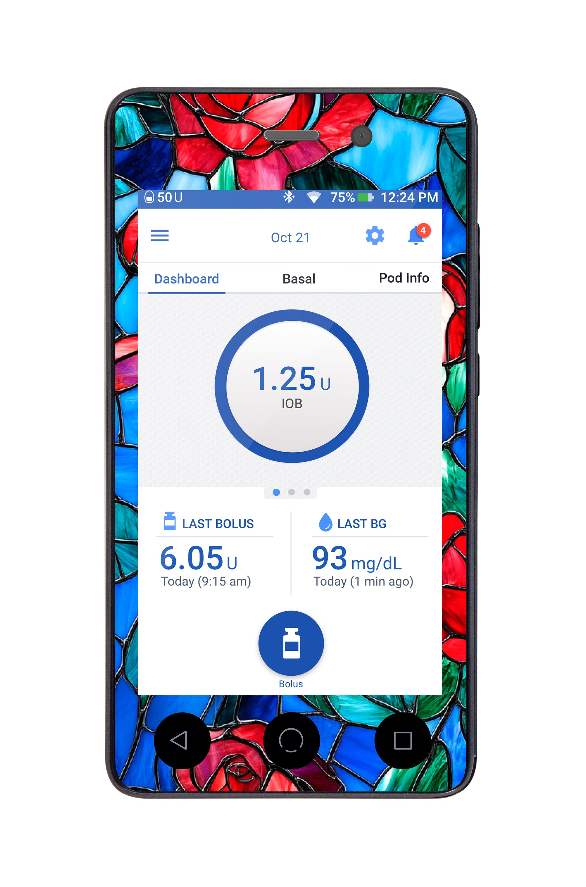 Crimson Blooms Sticker for Omnipod DASH ® PDM – Pump Peelz