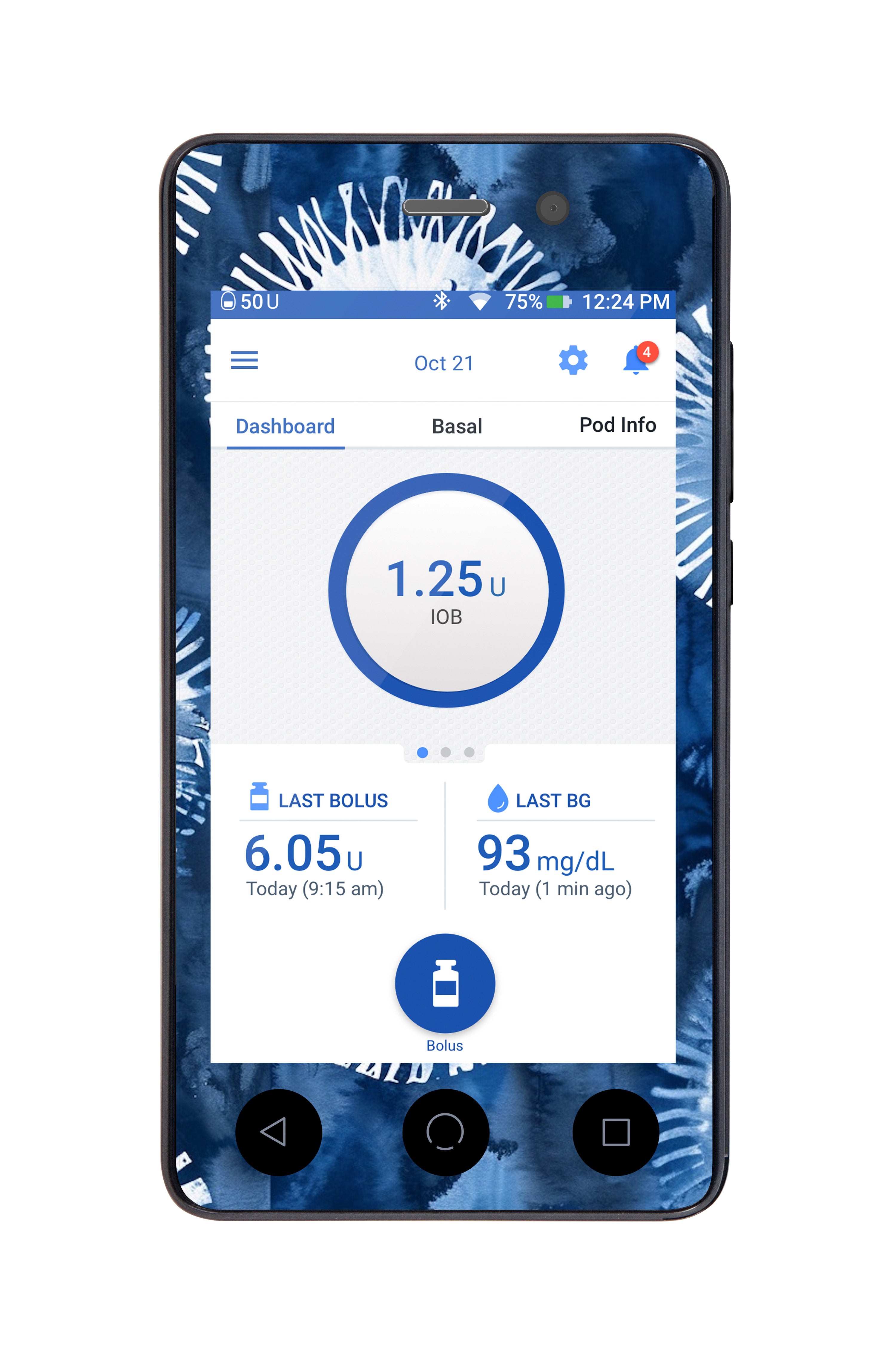 Monochrome Blue Tie Dye Sticker for Omnipod DASH ® PDM – Pump Peelz