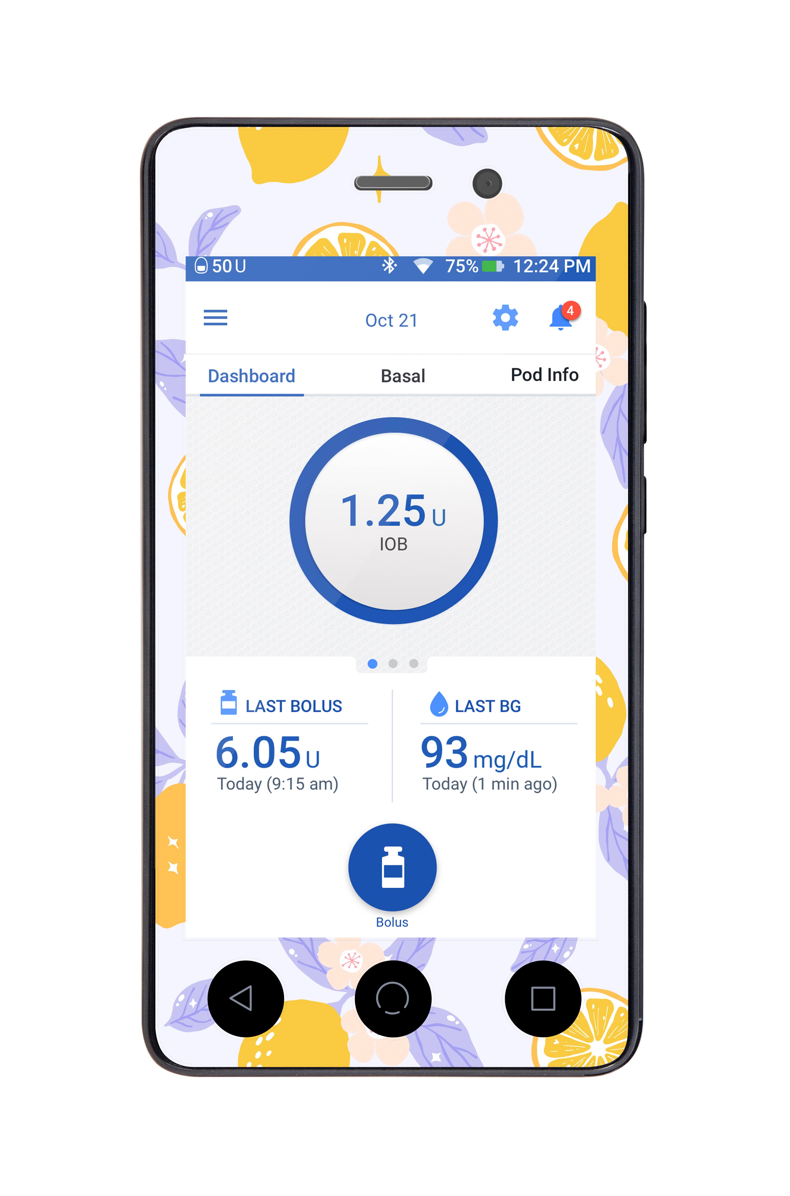 Lemon Lavender Sticker for Omnipod DASH® PDM – Pump Peelz