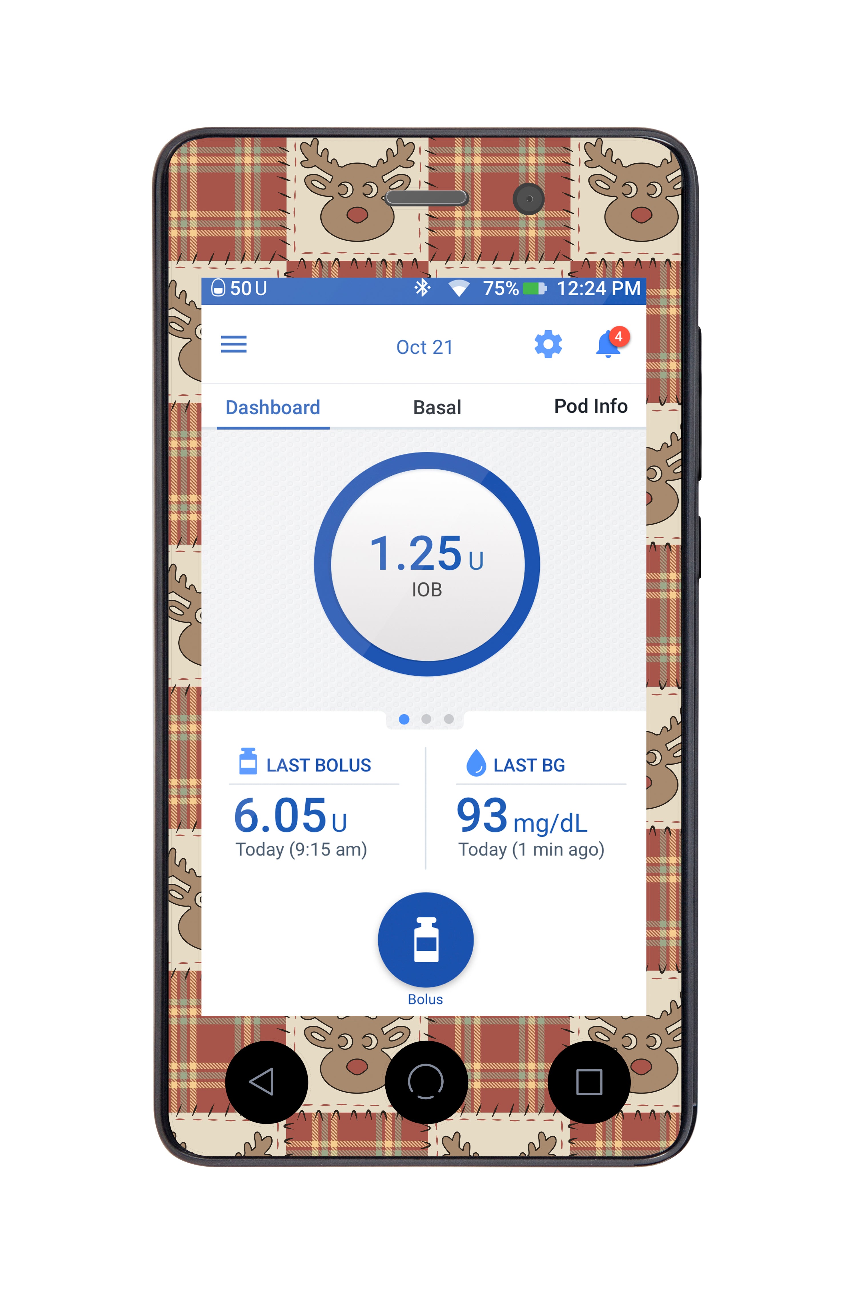 Rustic Reindeer Sticker for Omnipod DASH® PDM – Pump Peelz