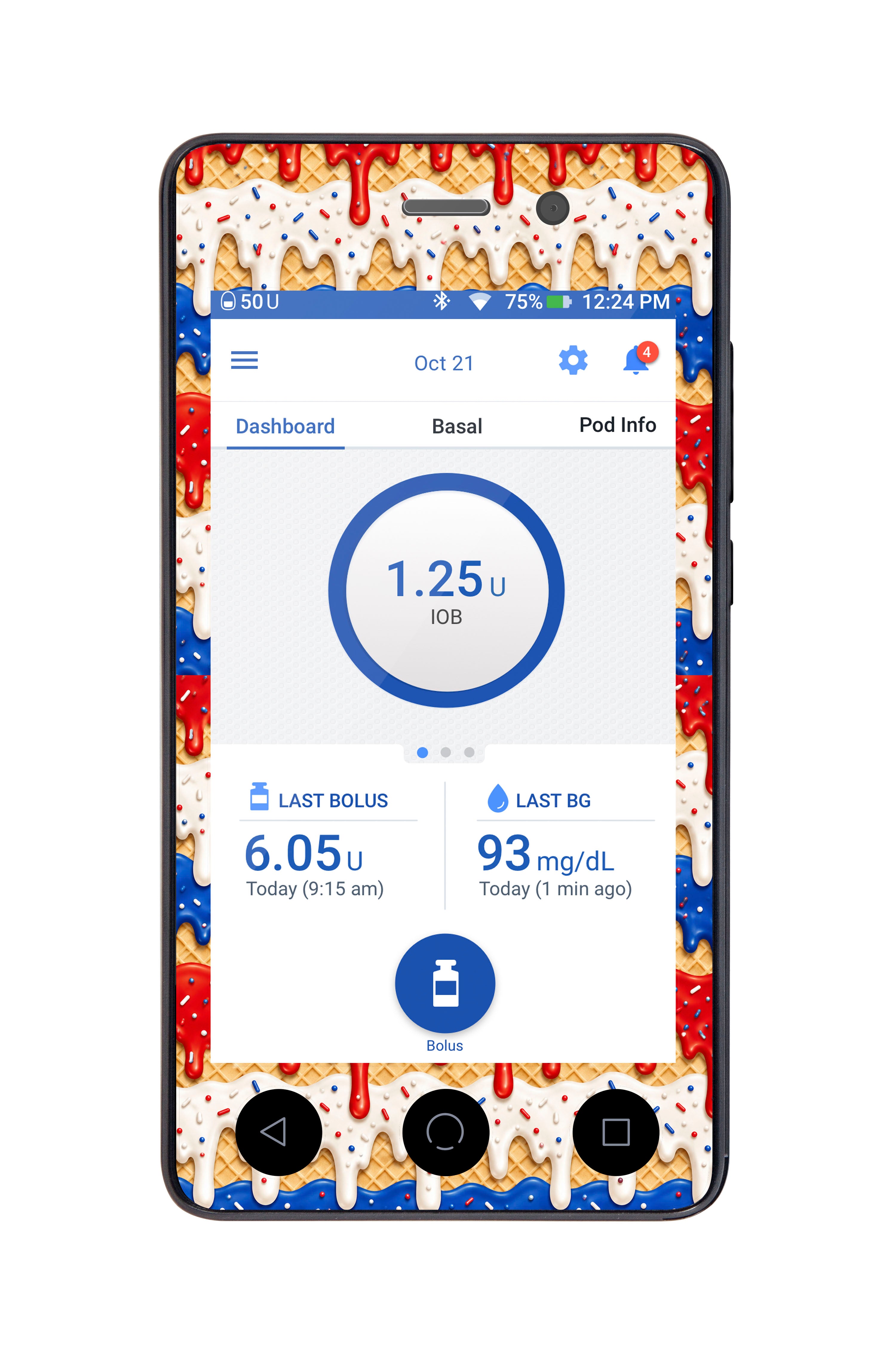 Patriotic Melt Sticker for Omnipod DASH® PDM – Pump Peelz