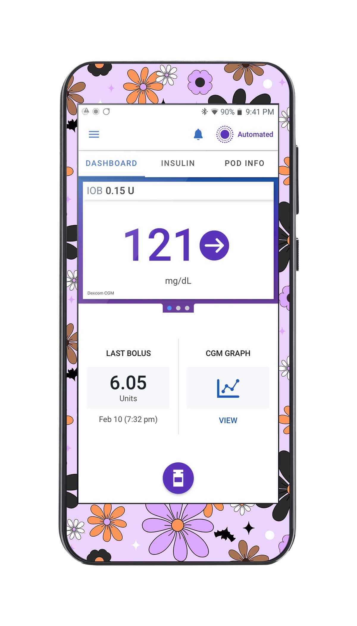 Batty Blooms Sticker for Omnipod® 5 Controller – Pump Peelz