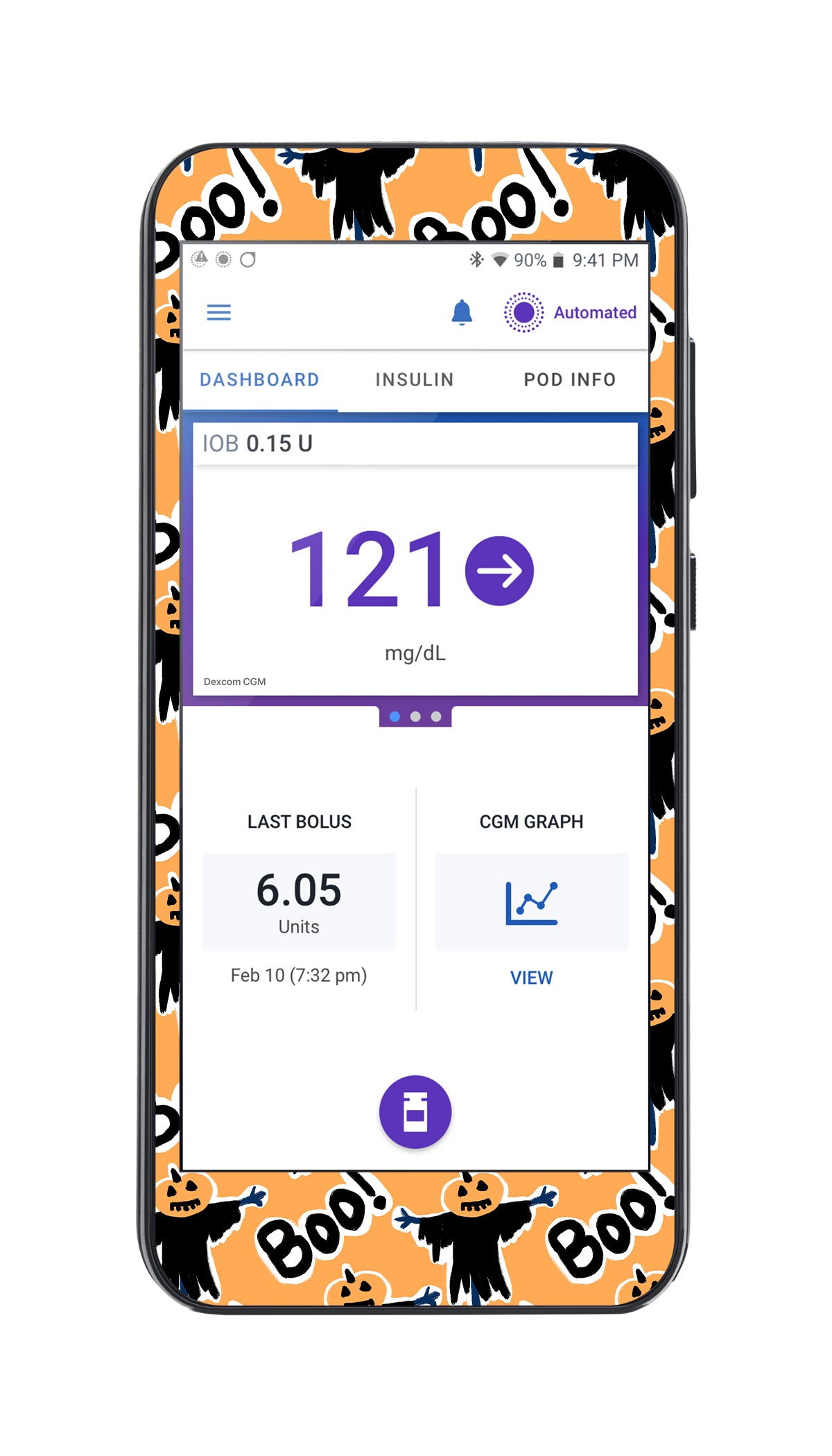 Pumpkin Boo Sticker for Omnipod® 5 Controller – Pump Peelz