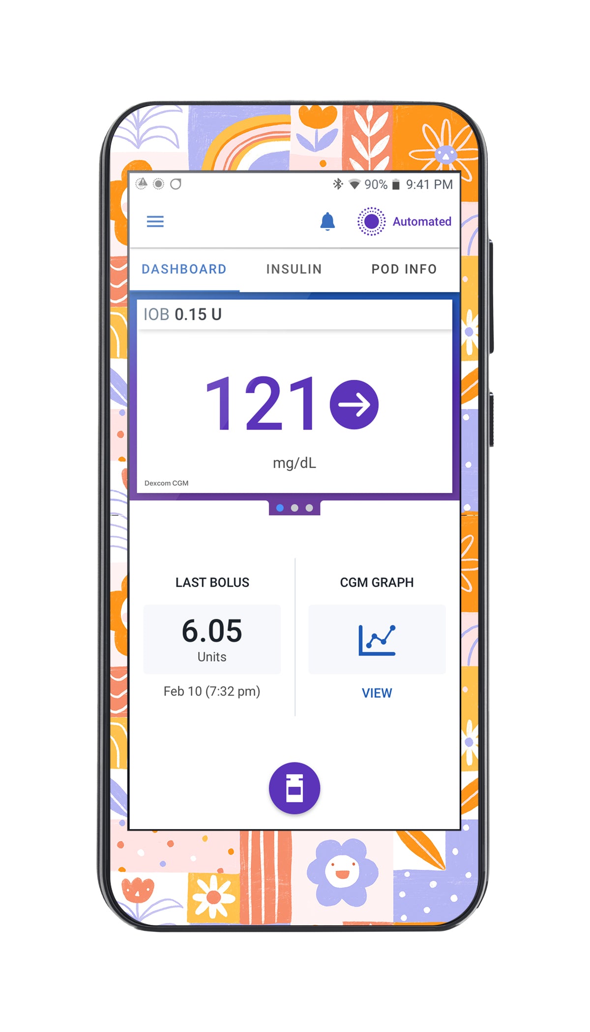 Wildflower Doodle Sticker for Omnipod® 5 Controller – Pump Peelz