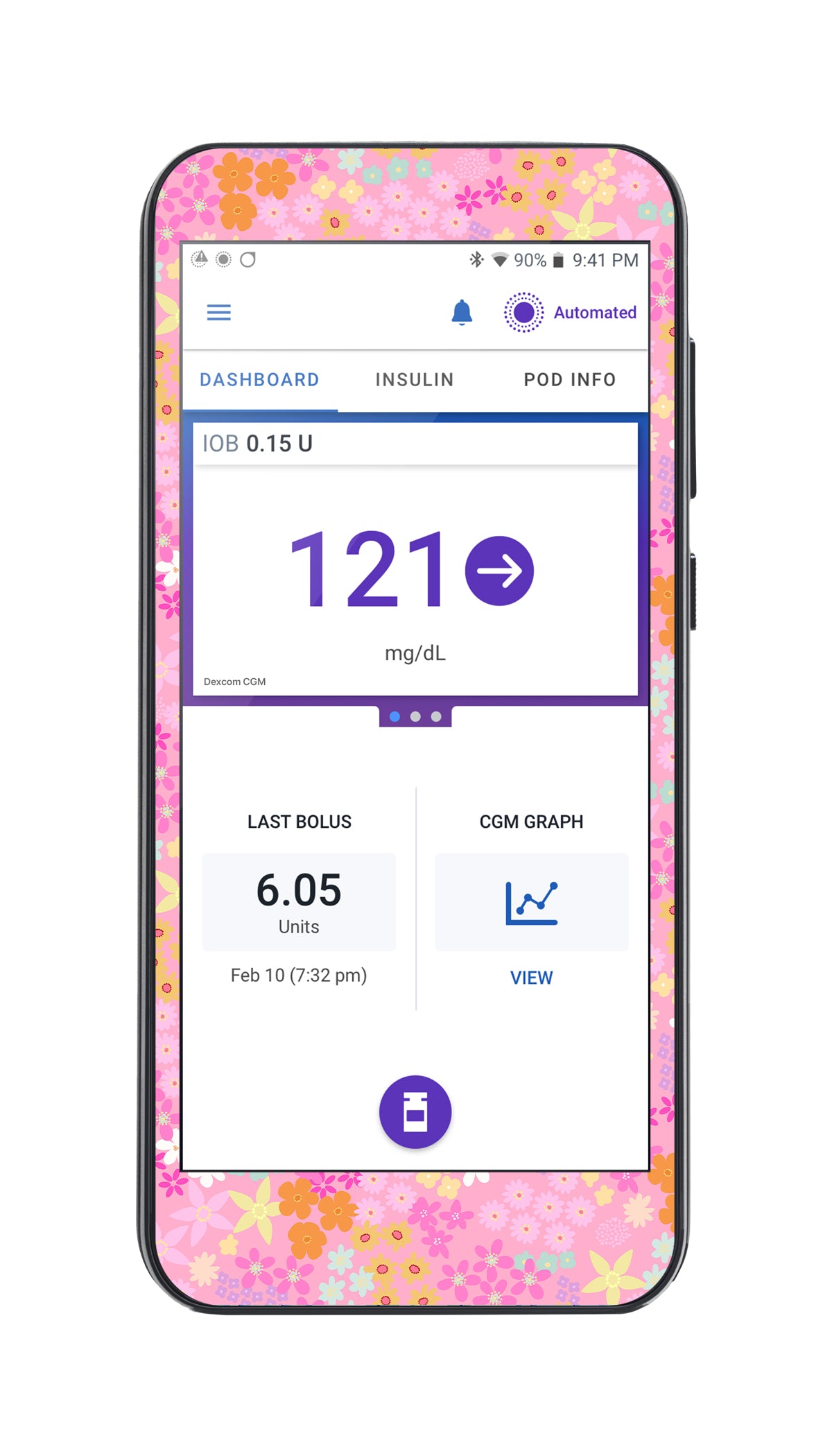 Pink Petals Sticker for Omnipod ® 5 Controller – Pump Peelz