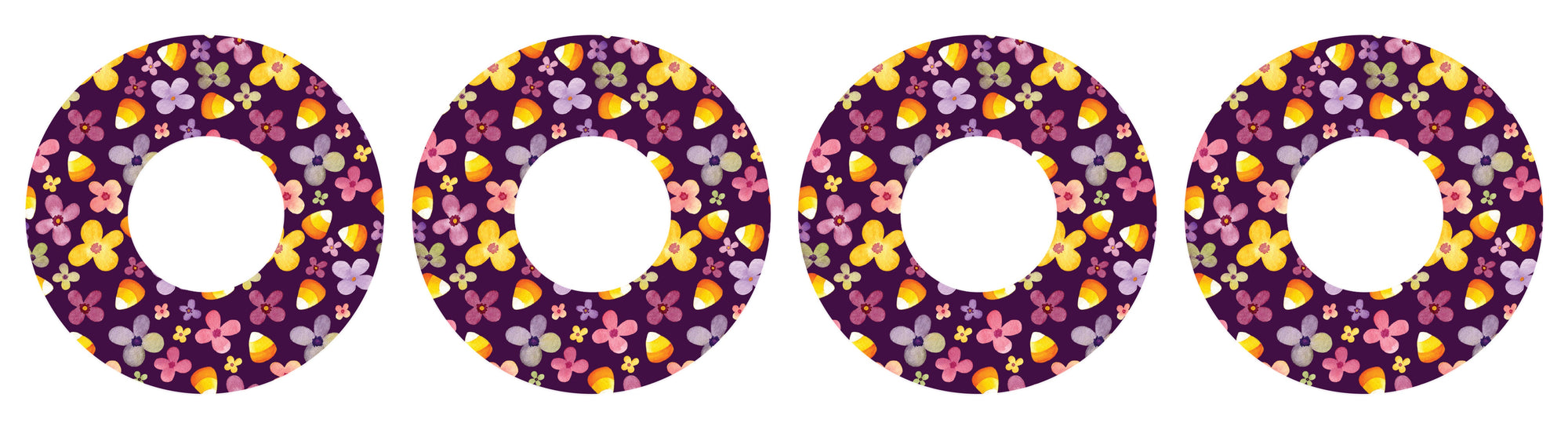 Purple Floral Patch+ Tape Designed for the FreeStyle Libre 2 - Pump Peelz