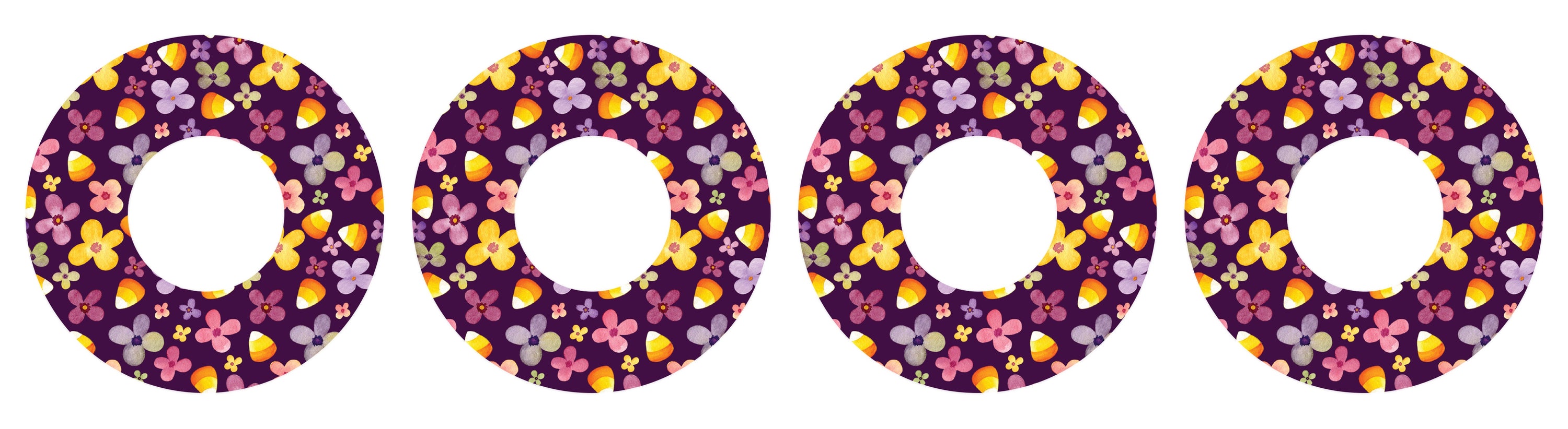 Purple Floral Patch+ Tape Designed for the FreeStyle Libre 2 - Pump Peelz