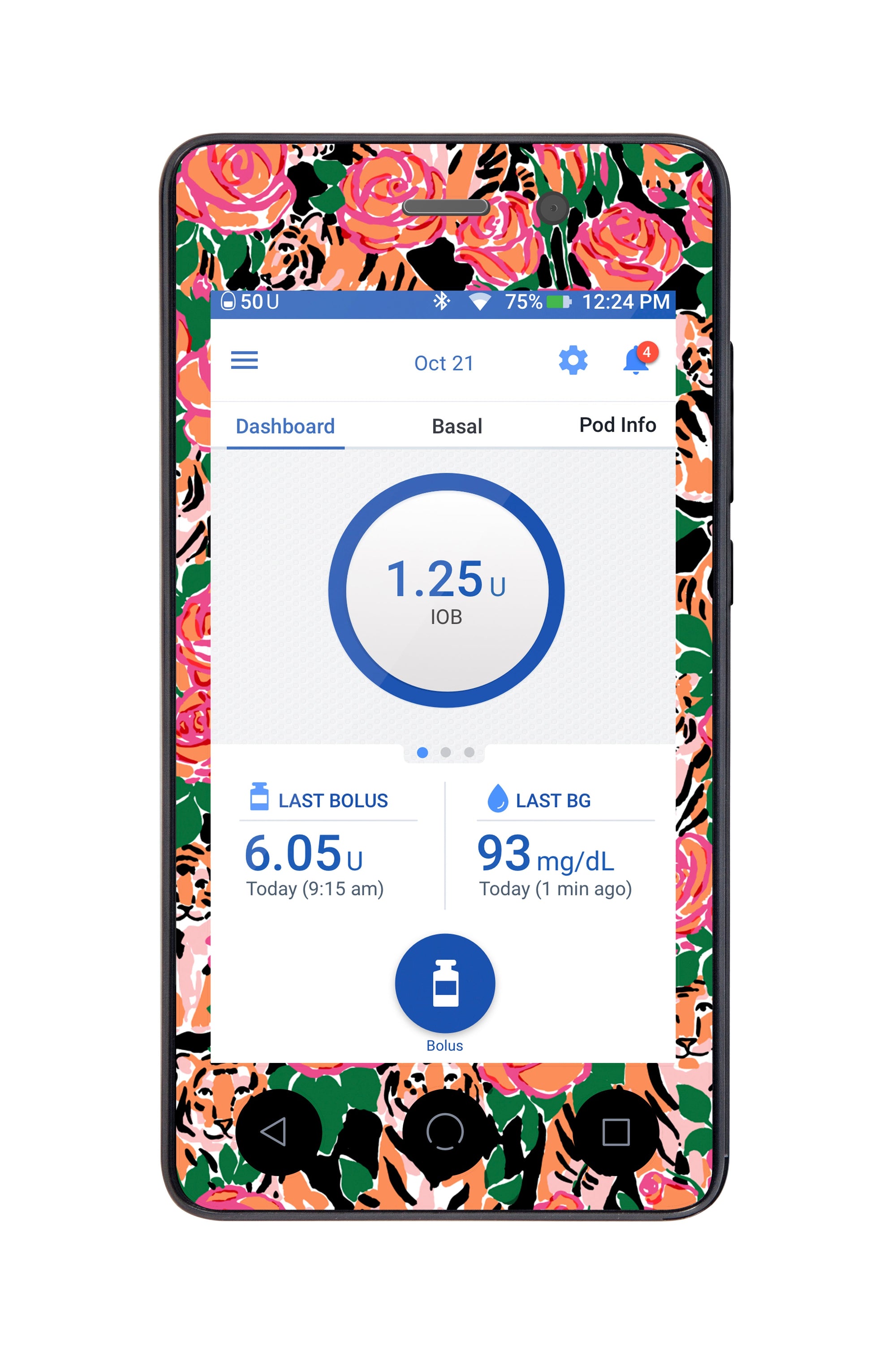 Rosey Tigers for Omnipod DASH™-Pump Peelz