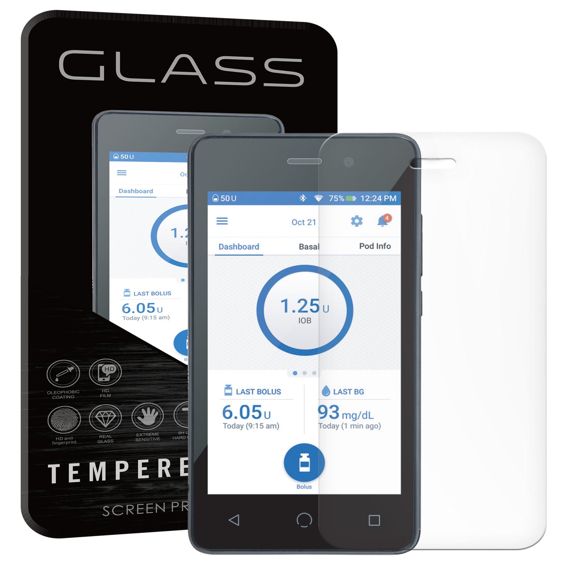 Tempered Glass Screen Protector for Omnipod® DASH PDM – Pump Peelz