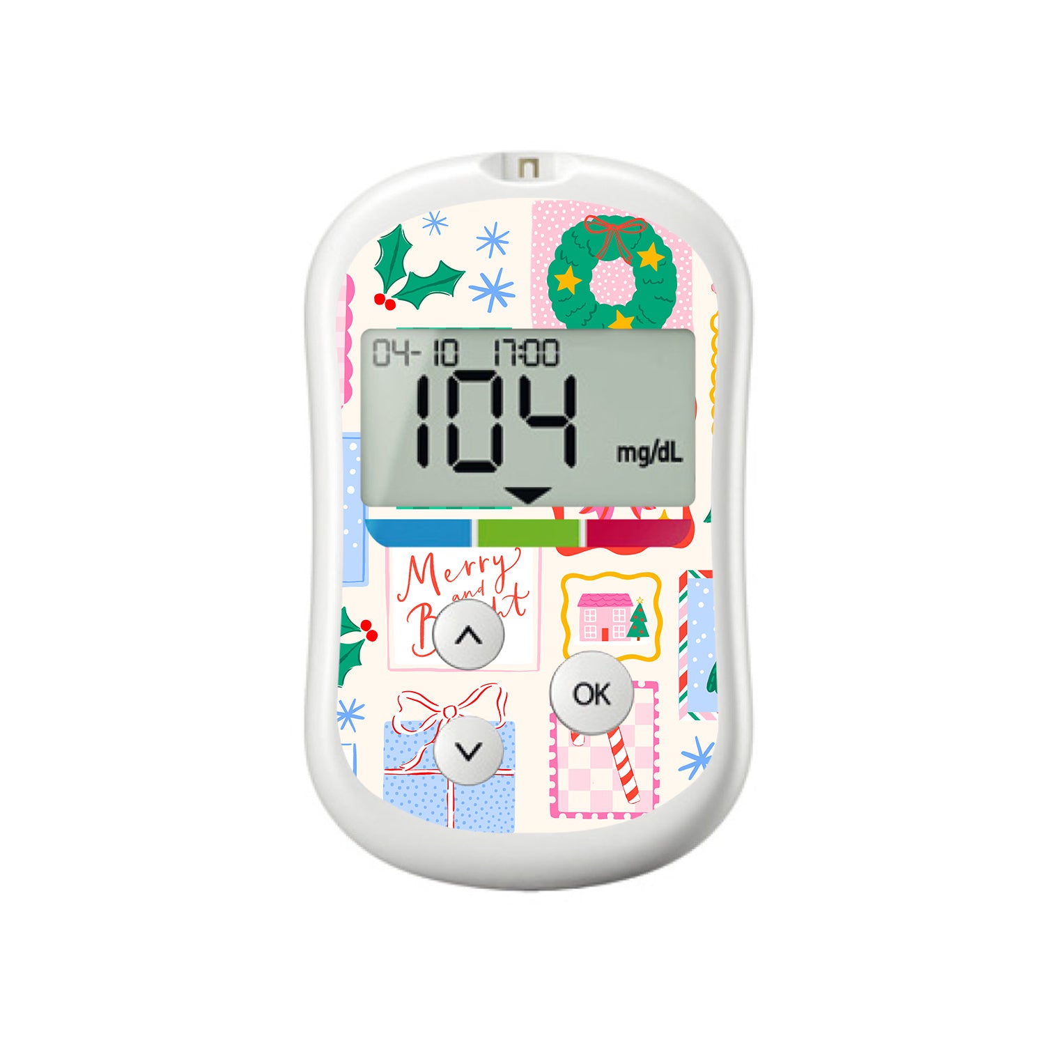 Holiday Greetings OneTouch Verio Flex Glucometer Sticker - Pump Peelz