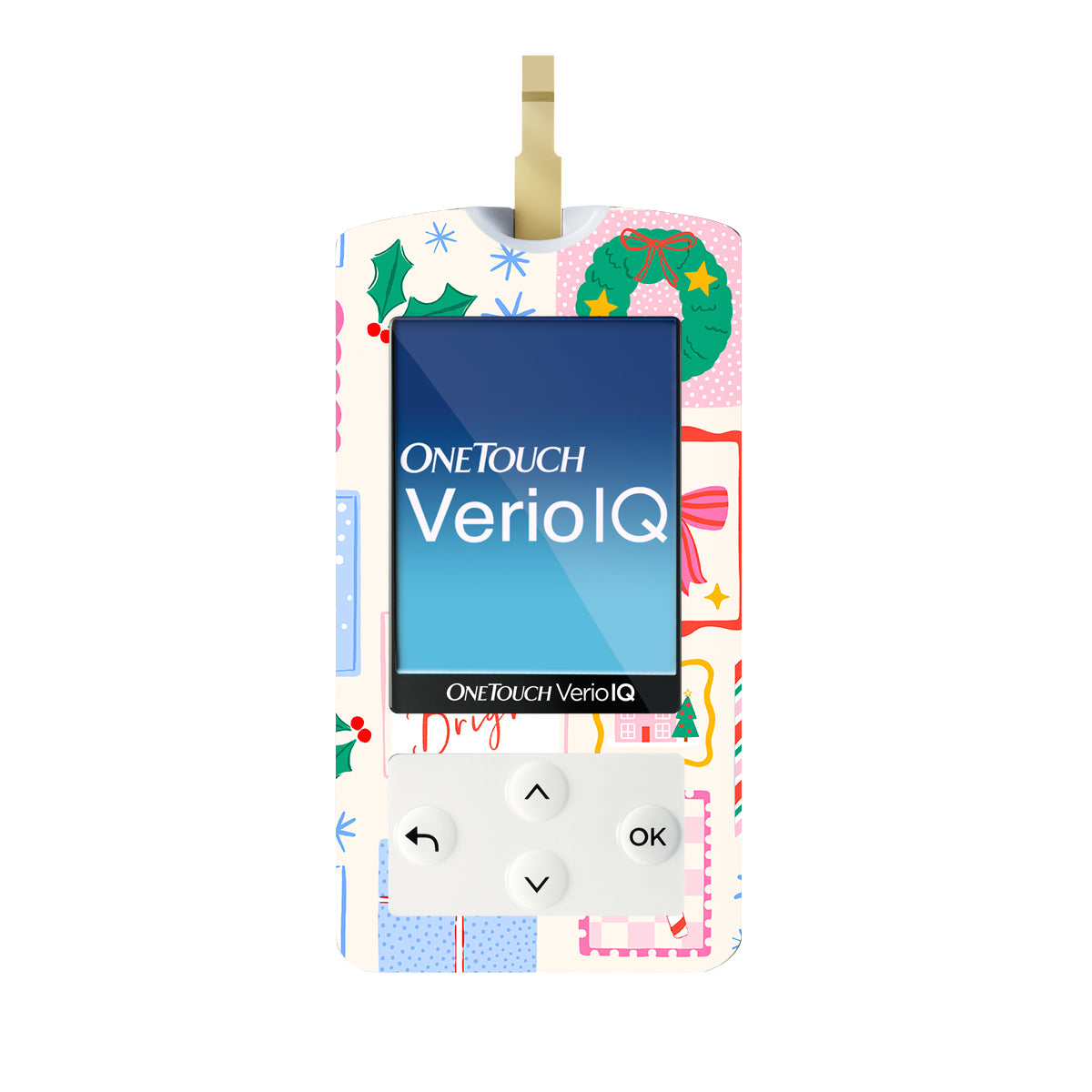 Holiday Greetings OneTouch Verio IQ Glucometer Sticker - Pump Peelz