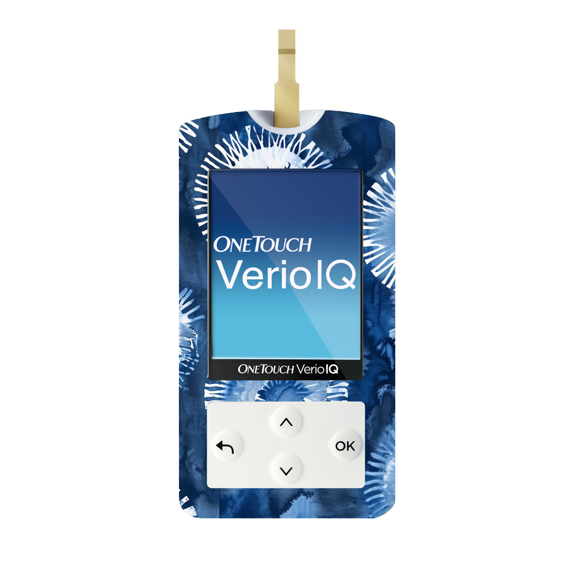 Monochrome Blue Tie Dye for OneTouch Verio IQ Glucometer
