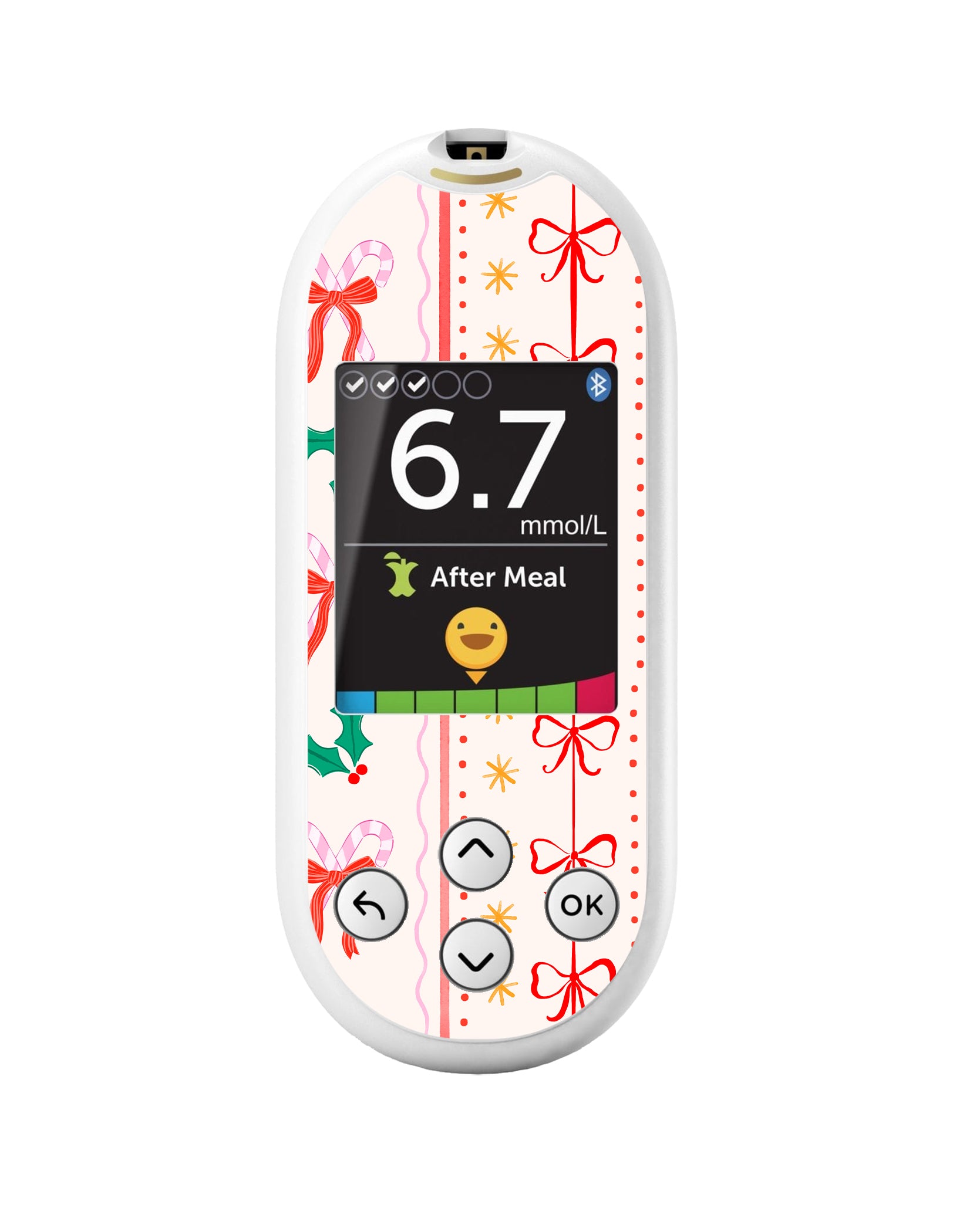 Holly Jolly Ribbon OneTouch Verio Reflect Glucometer - Pump Peelz